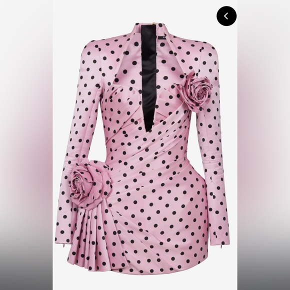 BALMAIN RARE ONE-OF-A-KIND SCULPTED LAMBSKIN LEATHER POLKADOT ROSE TOP - Picture 14 of 16